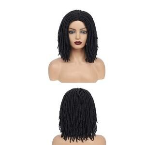 Short Faux Locs Wig Black 1B Bob Braided Dreadlock Twist Synthetic Wig